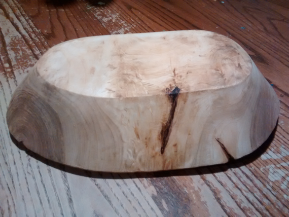 A hewn maple bowl (bottom)