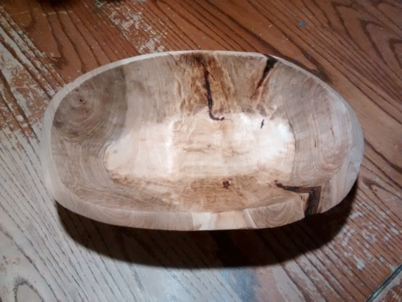 A hewn maple bowl